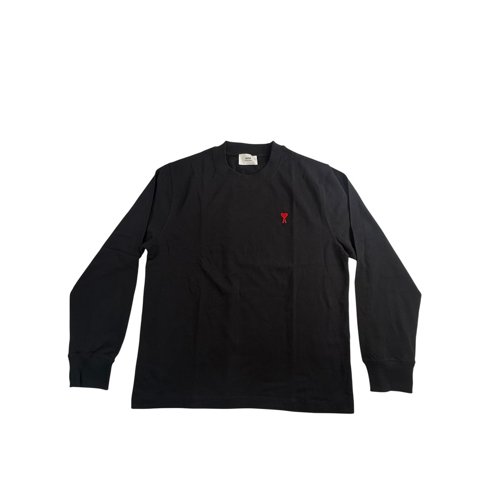 Ami Paris Black Long Sleeve Ami de Coeur Heart Logo T-Shirt Mens XXL